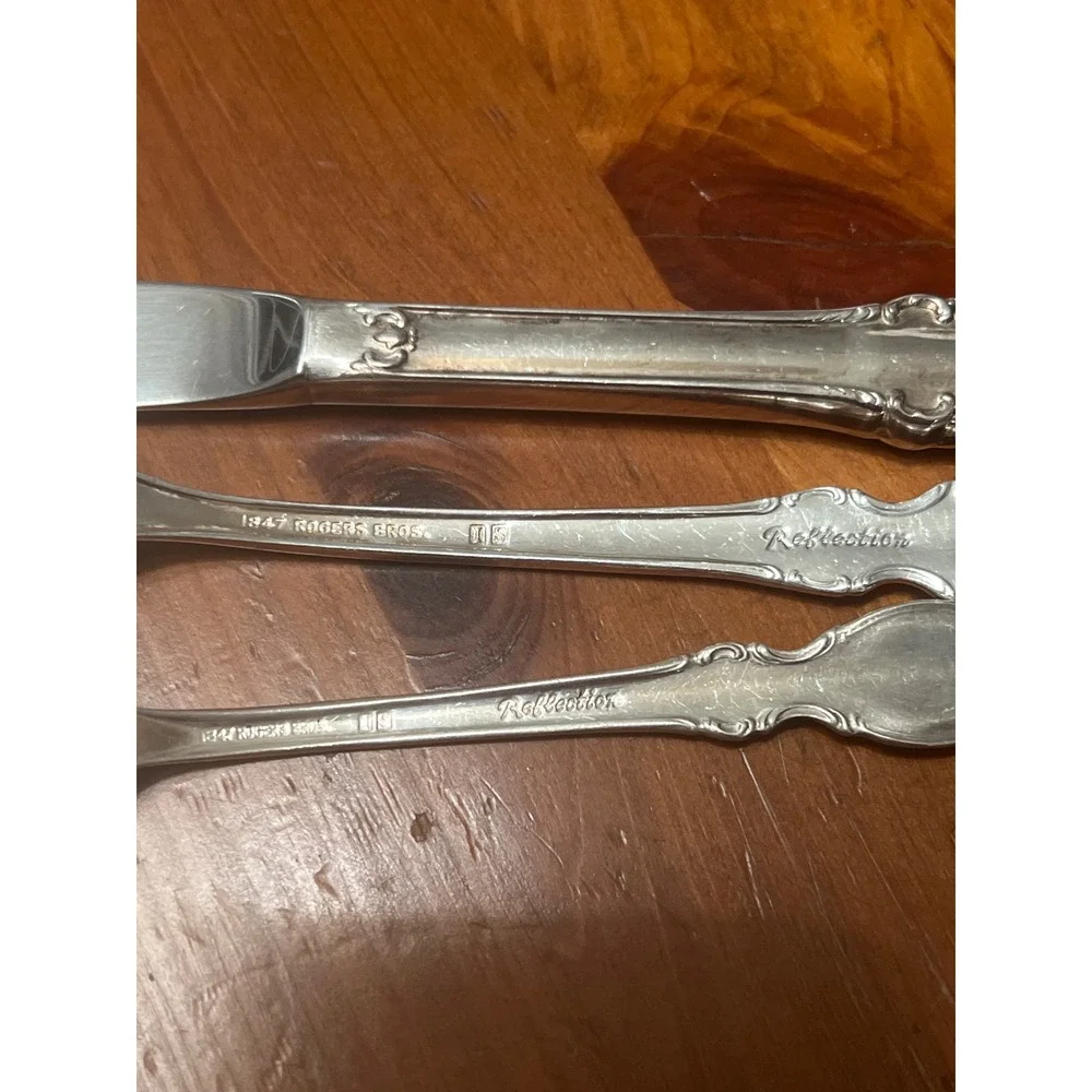 1847 Rogers Bros Reflection Silverplate Flatware‎ 3pc Set Knife Fork Spoon IS